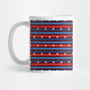 Red Blue Stripes Pattern, American Flag Color Mug